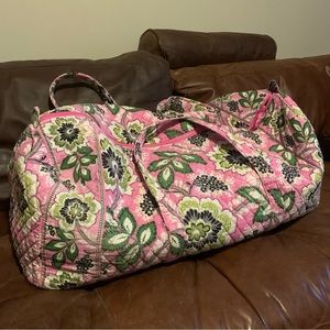 Large Vera Bradley Priscilla pink duffle bag.